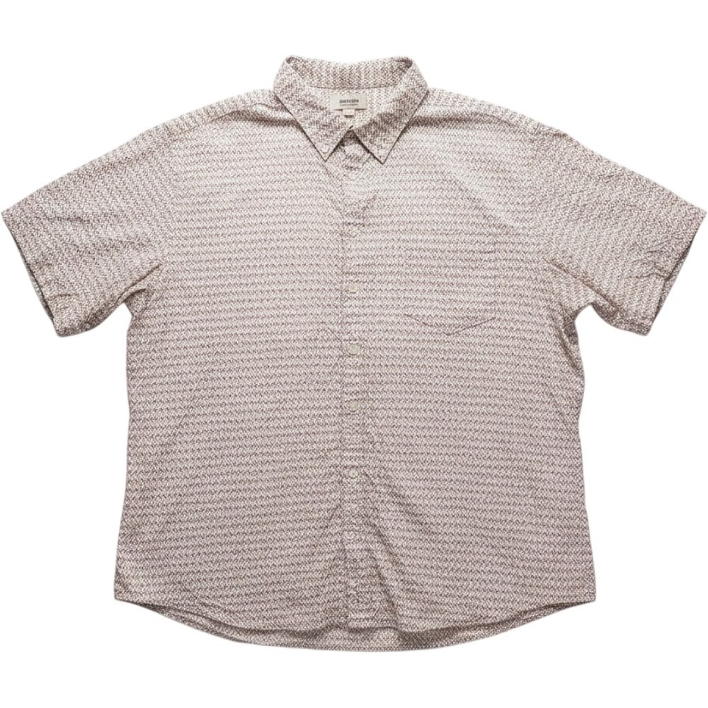All Shirt Mens Big 4XL White Geometric Short Sleeve Button Up Casual Woven